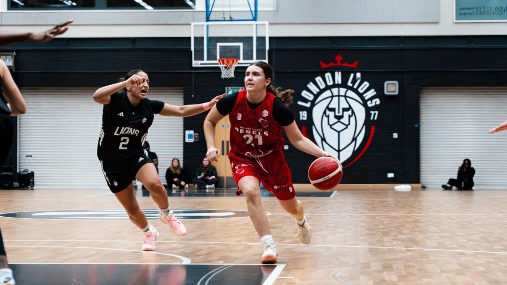 Paige Meyer attacking the basket