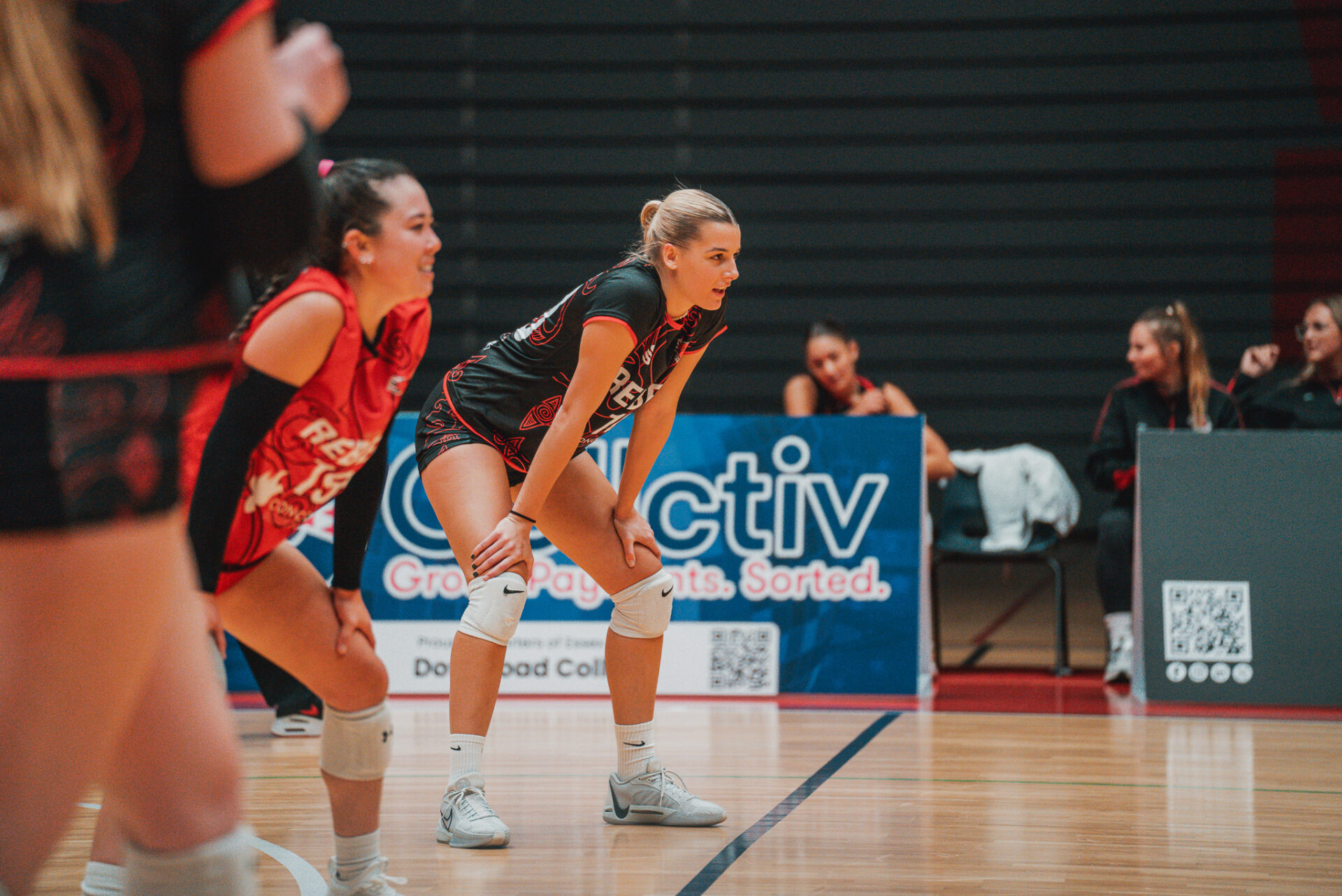 female volleyball player looking up