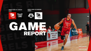 game report graphic with men's basketball player