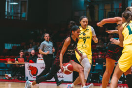 Taylor O'Brien attacking the basket against Nottingham Wildcats. Picture credits: Nick Winter