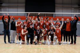 Essex Rebels Men's Volleyball Team phot celebrating the regular season title