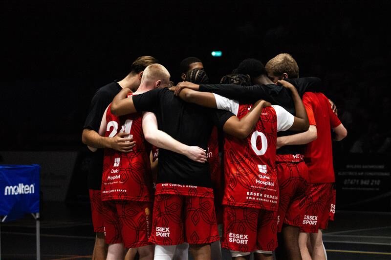 Essex Rebels Men's team huddle