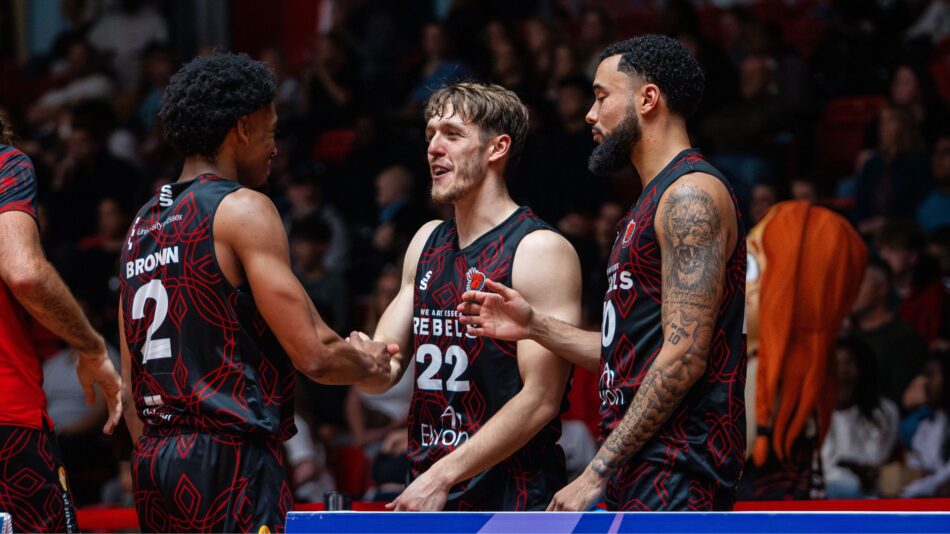 Miles Brown, Tom child (middle) and Kyron Martin (right) celebrating the win