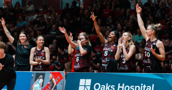 Rebels bench celebrating