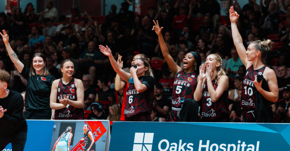 Rebels bench celebrating